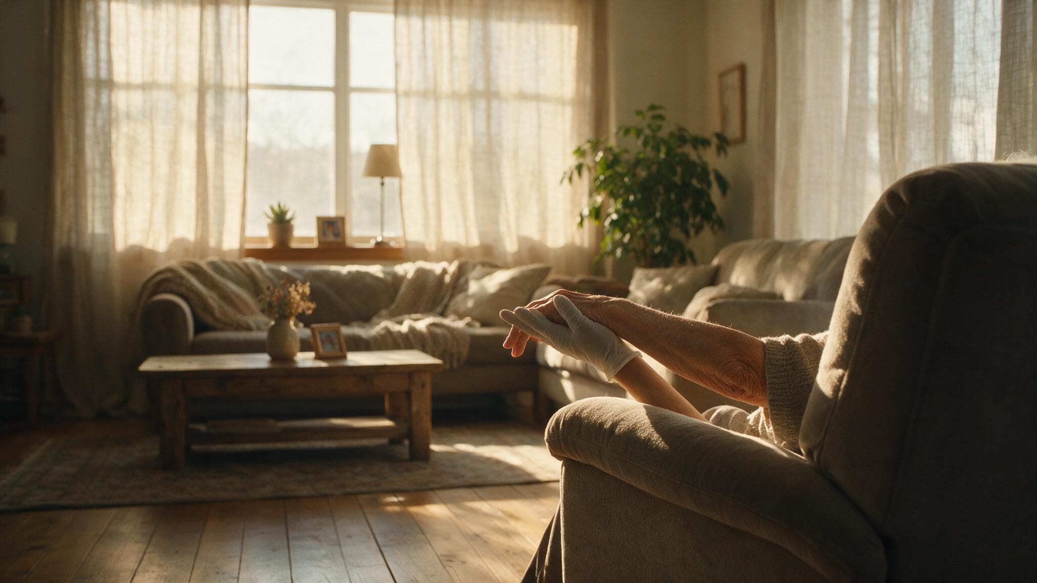 A carer supporting an elderly relative at home