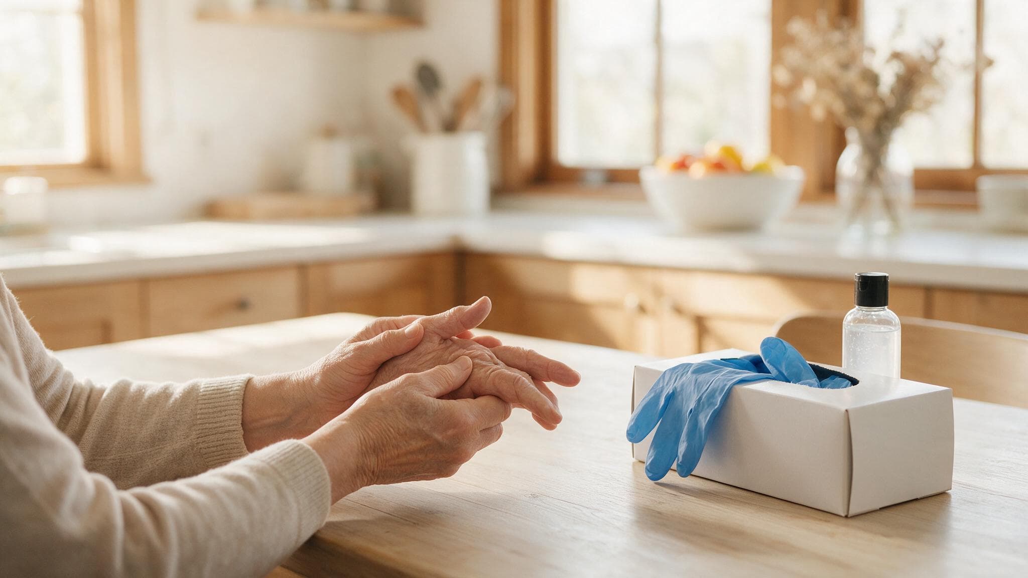 A carer helping an elderly relative at home