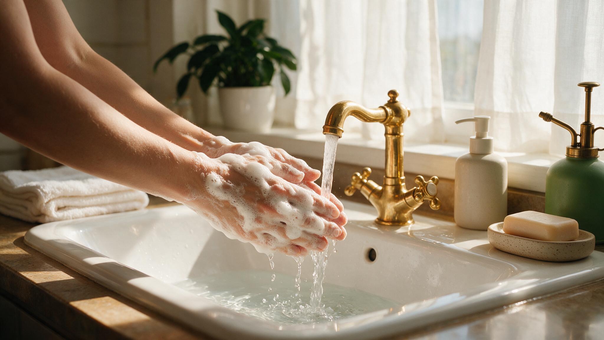 Soap, clean towels and sanitiser kept where they are needed